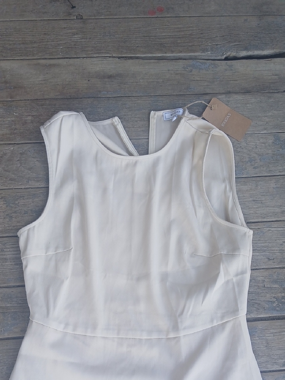 Sleeveless Pleated Hem Women's Dress - Cream - Picture 2 of 5